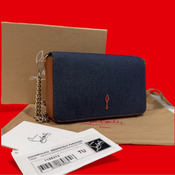 🔥 Christian Louboutin Zoompouch Sea Sex And Sun Denim Crossbody Bag - Picture 2 of 15
